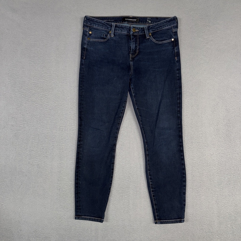 Liverpool Jeans Womens 6P Blue Skinny Ankle Stretch Denim Preppy Cotton Blend